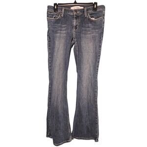Mossimo Denim Size 7 Blue Flare Jeans Y2K Low Rise Retro Hippie Indie Western
